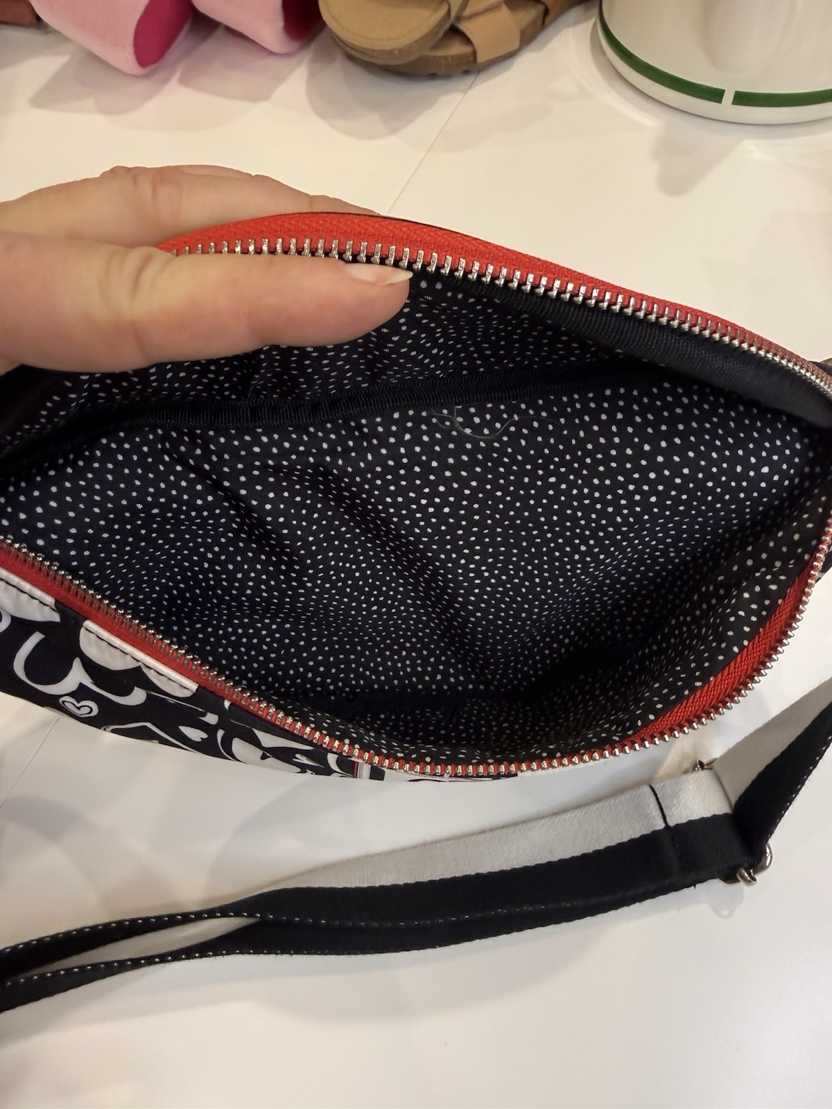 Brighton Endless Love Belt Bag Fanny Pack Black White Hearts Excellent