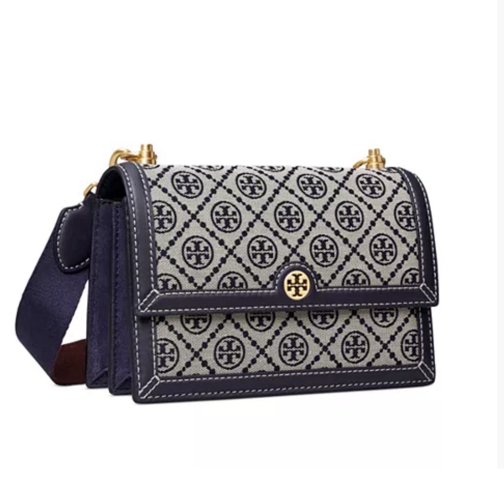 NWT Tory Burch T Monogram Jacquard Wallet Crossbody Clutch Bag Complete Set