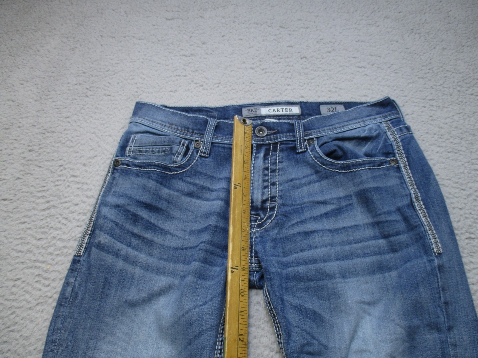 BKE Jean Men 32 Blue Carter Straight Buckle Stretch Denim Western Cowboy
