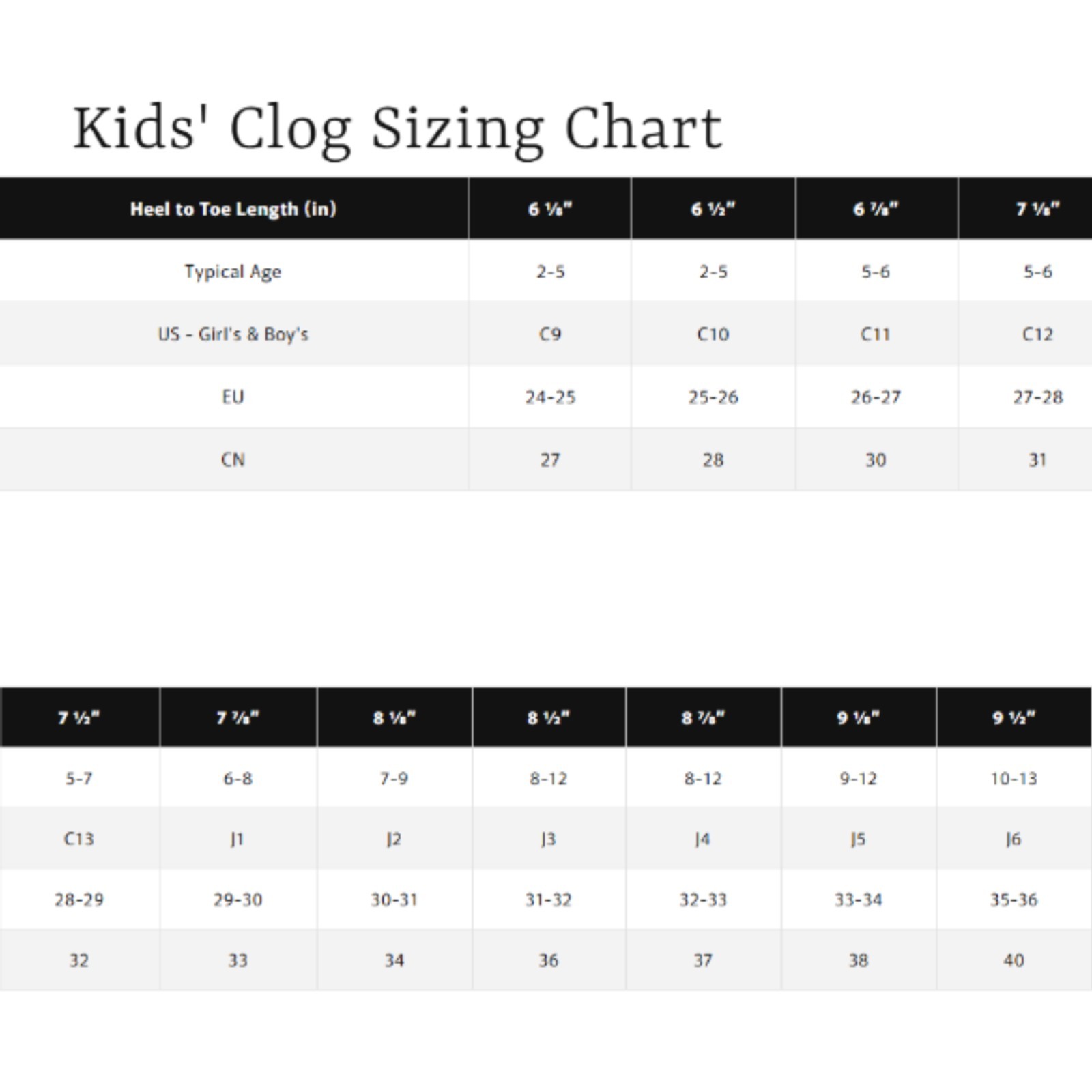 GIRL’S BLACK CLOGS – Accessories Optional, Little & Big Kids’ (C11-J4)