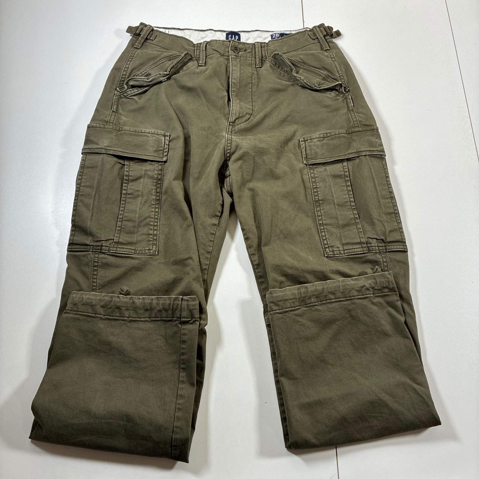 Gap Cargo Pants 29×28 Green Relaxed Military Army Flap Pockets (Tag 28×30)