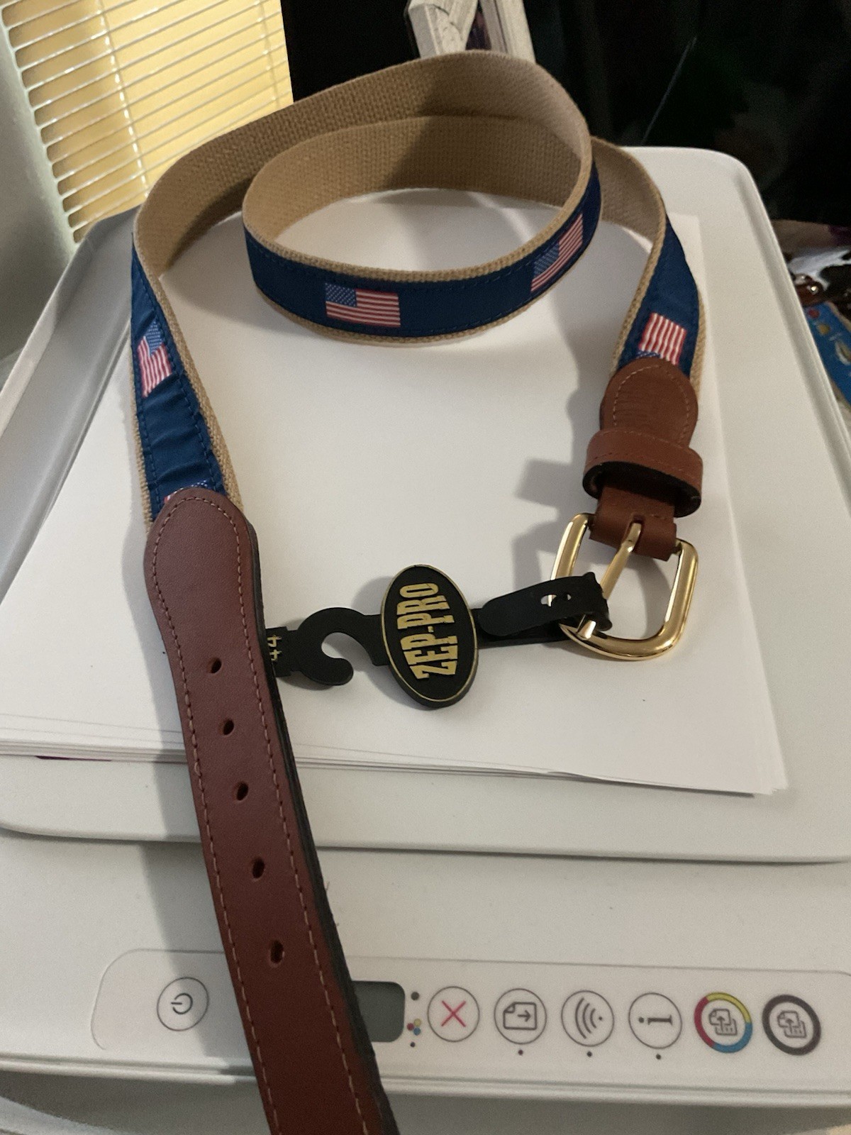 NWT Zep-Pro American Flag Leather And Webbing heavy duty Belt 44