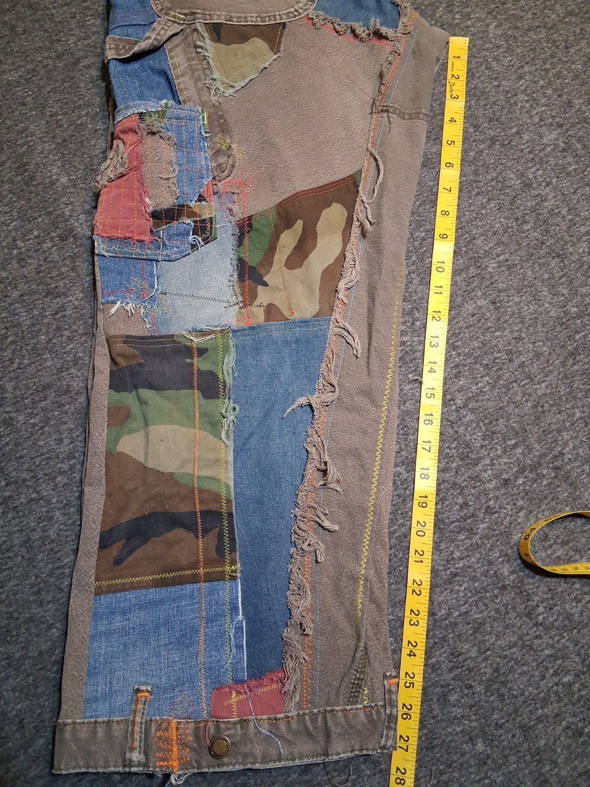Handmade Patchwork Sz 32×28 Jeans StreetWear Distressed Carpenter Dopamine Camo