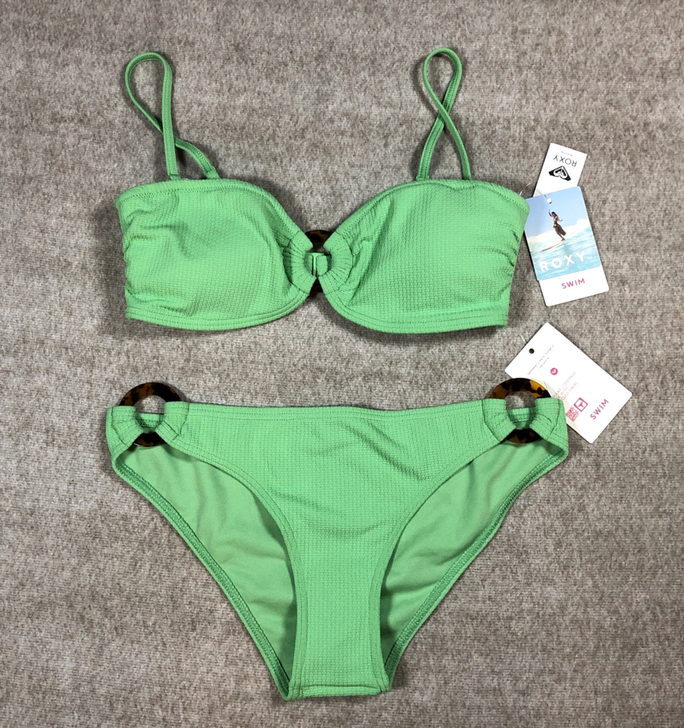 ROXY Color Jam Bikini Set Small UK 8 Absinthe Green 34A 32B 30C 2-Piece Swimwear