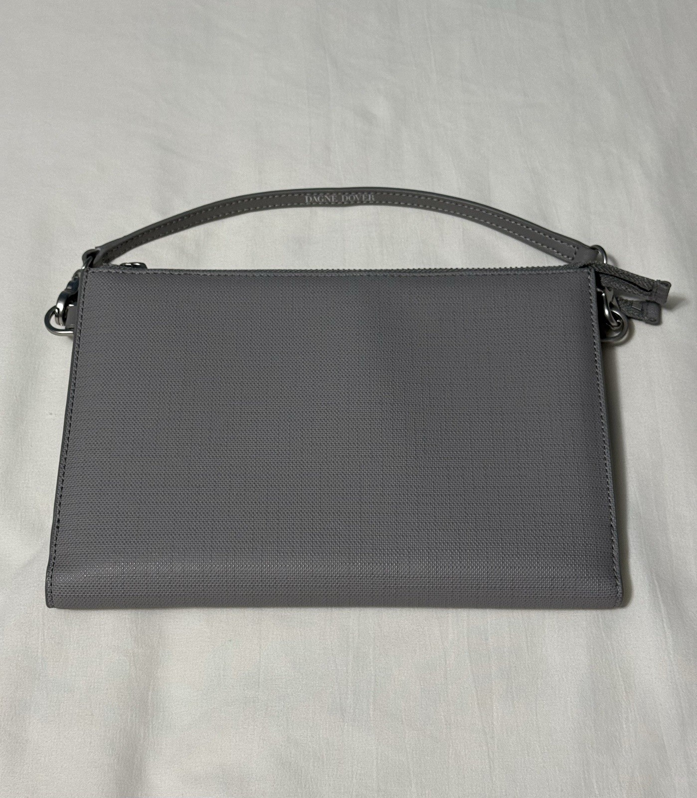 Dagne Dover Gray Zip-Around Wallet Wristlet Clutch w/ Straps, Card Pockets