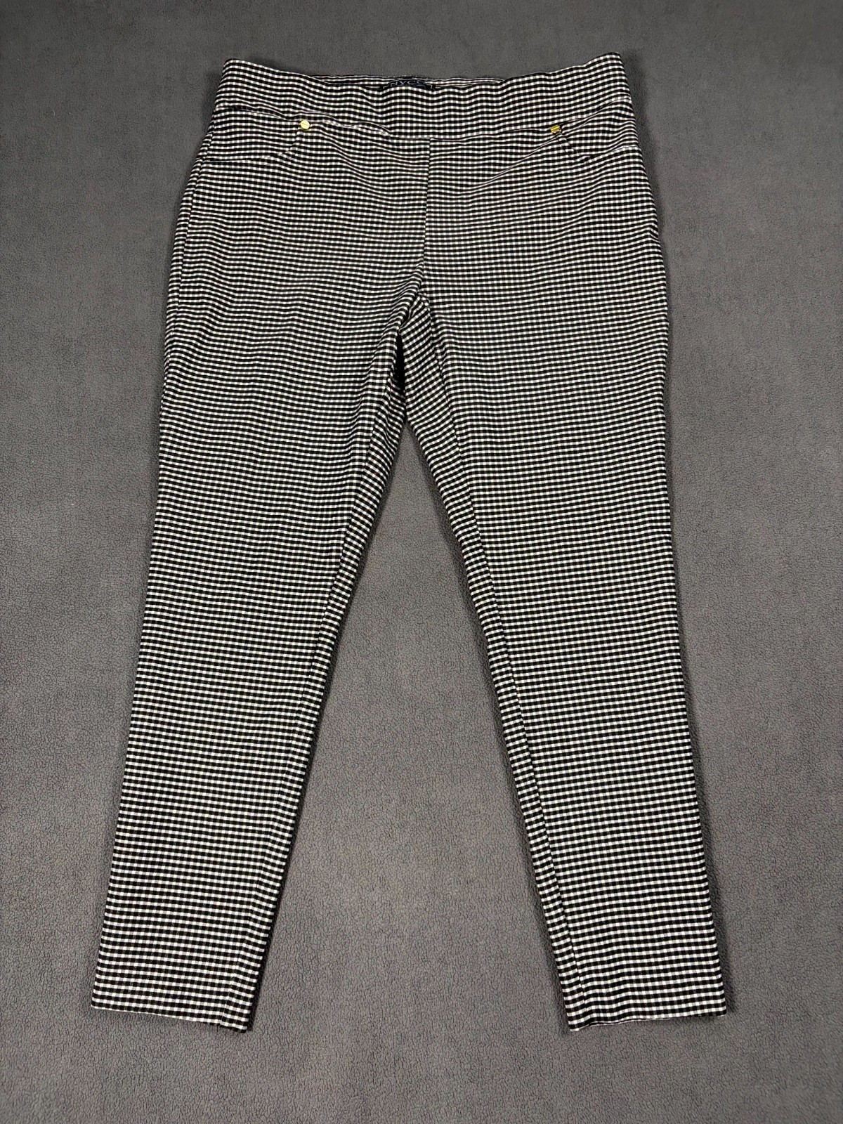 New York Co Cropped Pants Womens 12 Petite Black White Gingham Mid Rise Stretch