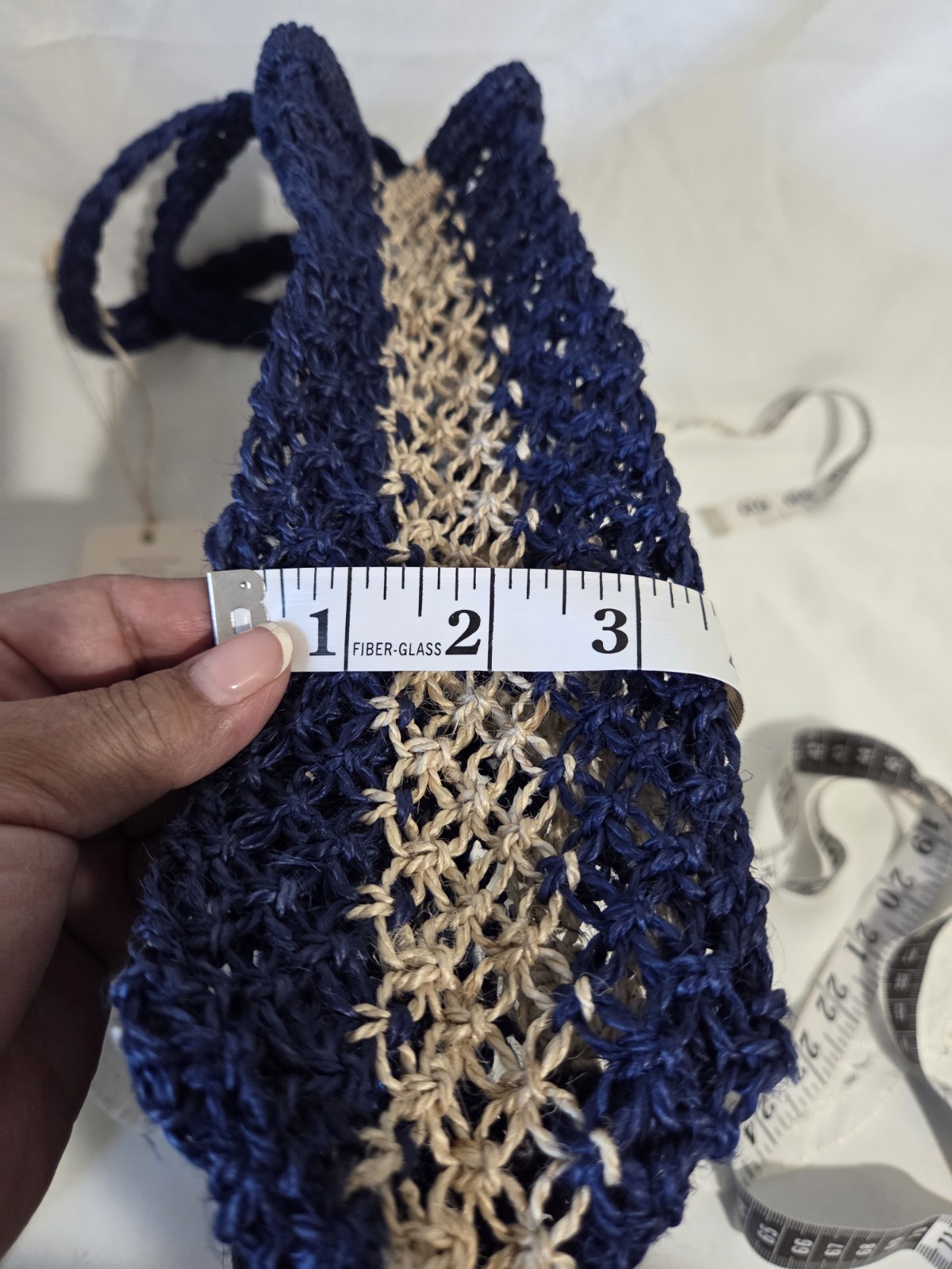 The Jacksons Bonjour Navy/Beige Small Lightweight Women’s Tote, Handmade Jute