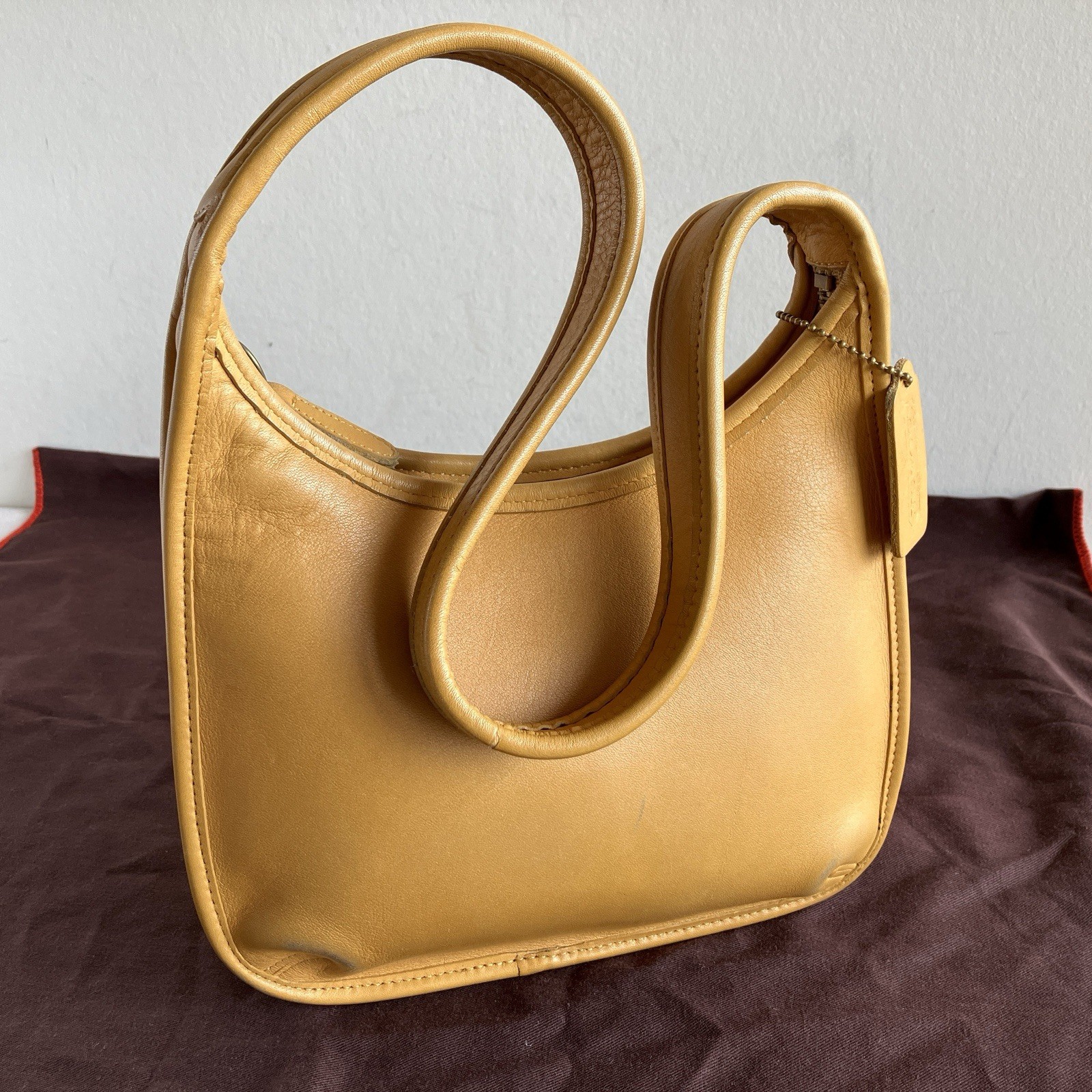 Vintage Coach Ergo Mini Zip Hobo 9020 Yellow Leather Shoulder Bag 90s USA