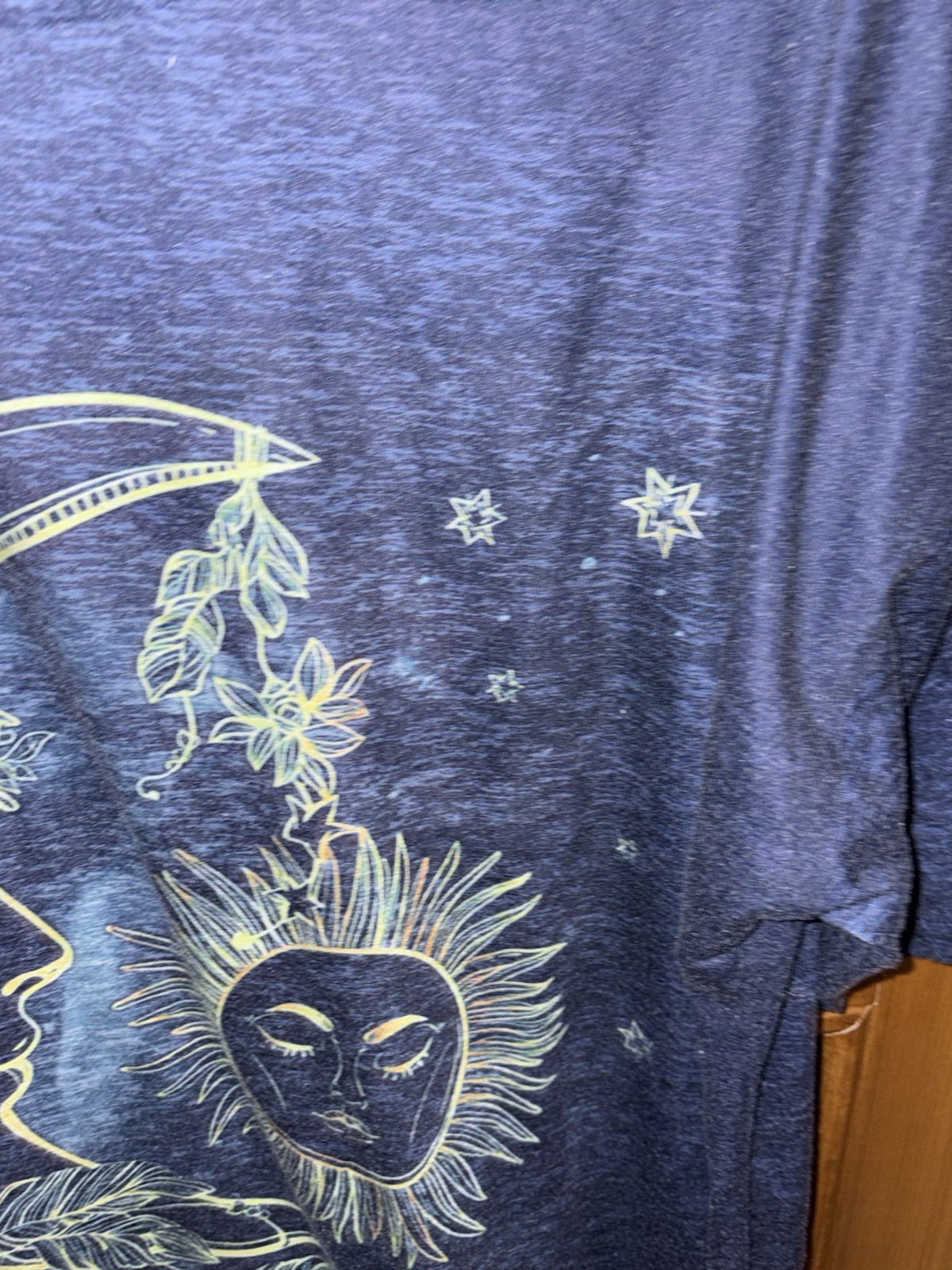 Celestial 2X T-Shirt Sun Moon Stars Unisex XXL Tee Blue Graphic Tee Spiritual