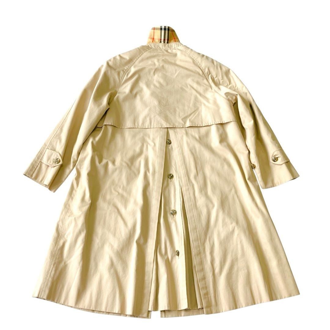 Burberrys Trench Coat Balmacaan Nova Check Beige Liner Size 7AR S M Cotton VTG