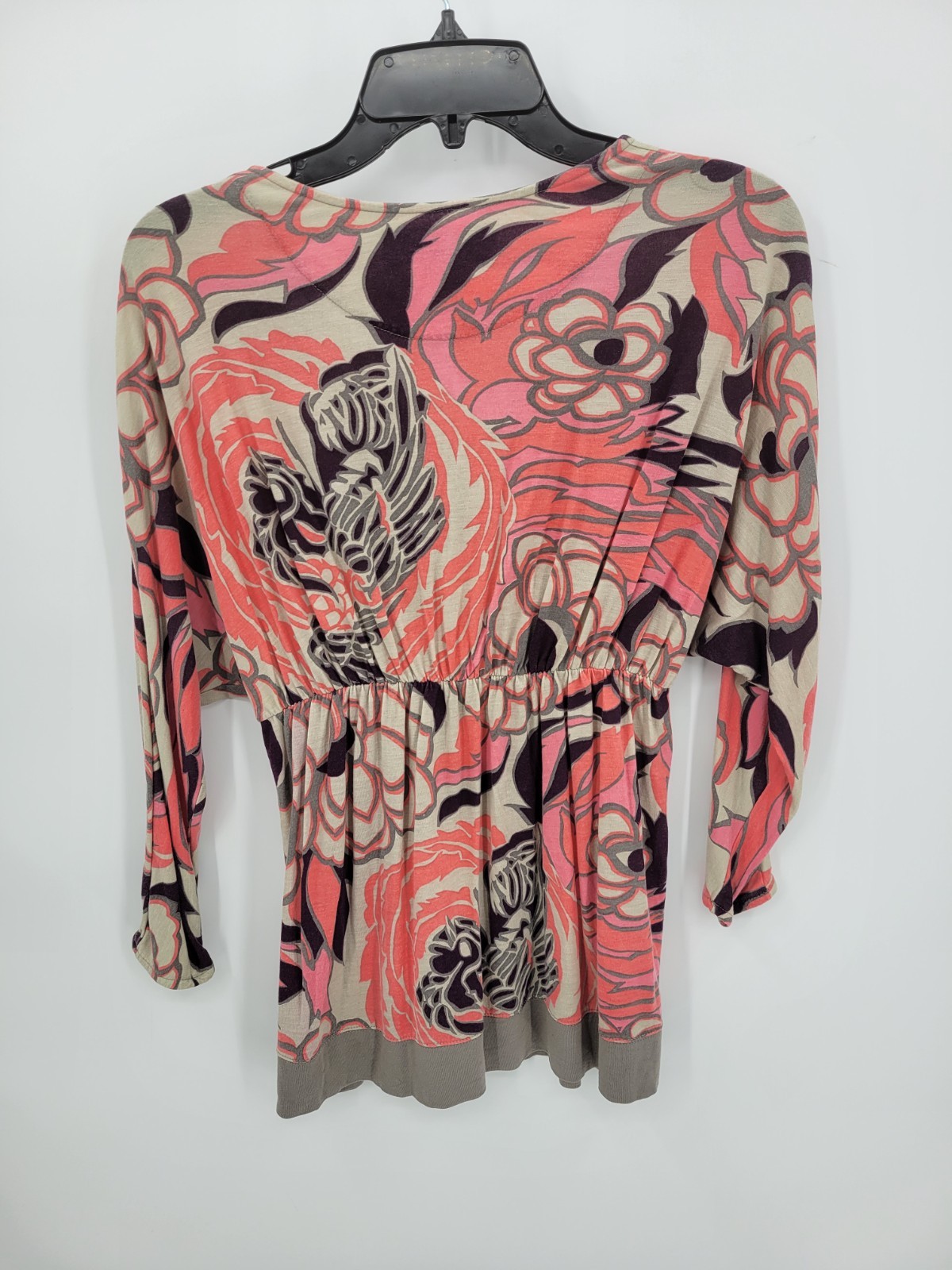 Zara Collection Top Womens Medium Pink Tan Black Artsy Knit Pullover Boho