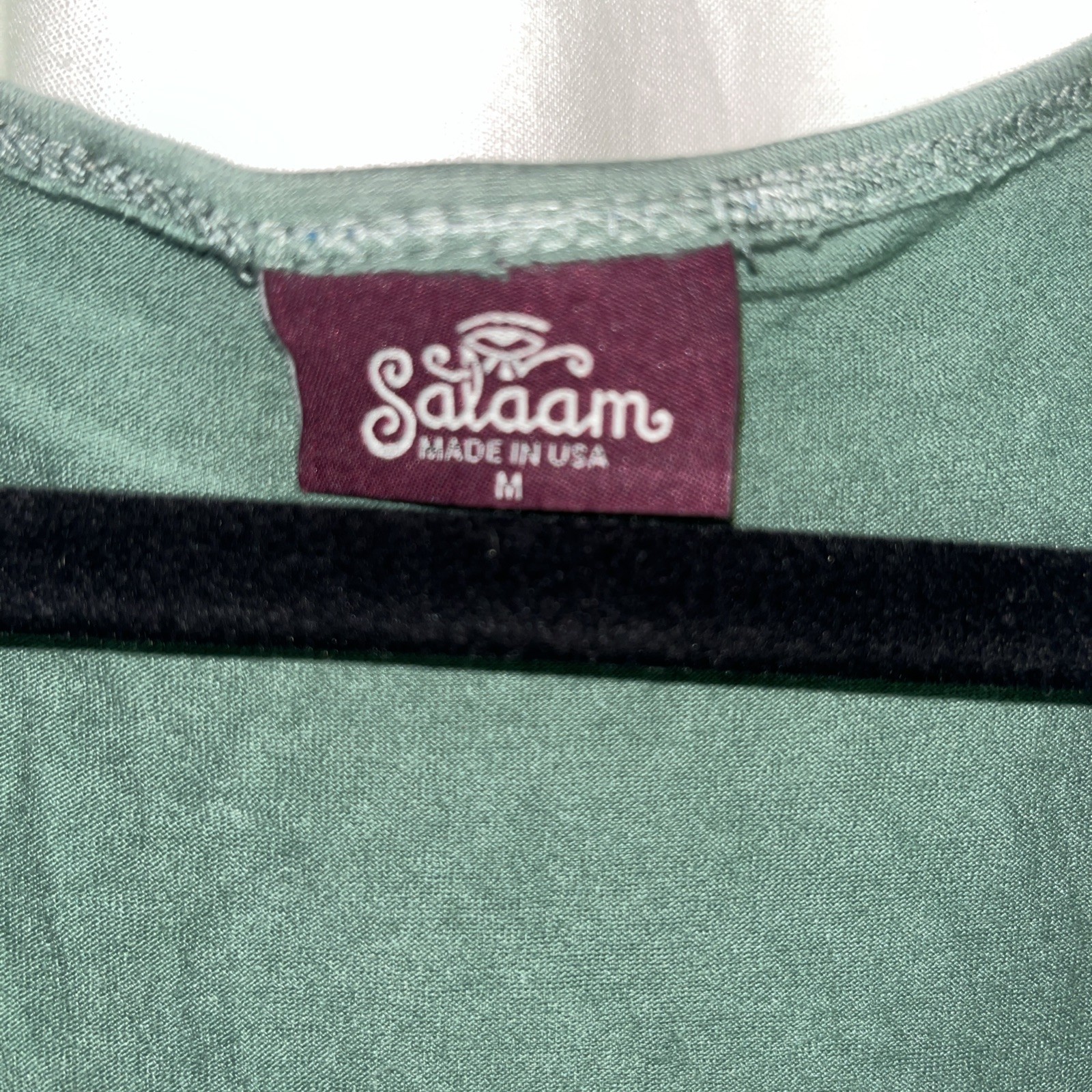 Salaam Wrap-Style Sleeveless Tank Shirt Med. Soft Green