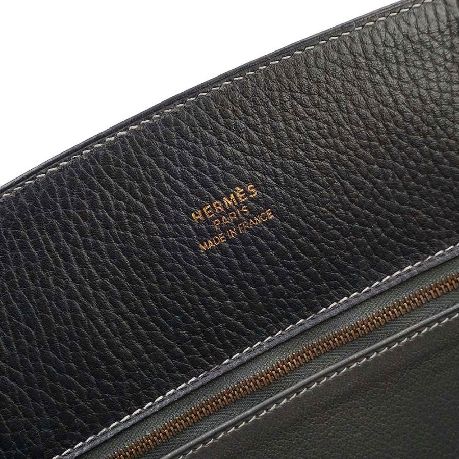 Hermes Bag White Bus GM 40 Handbag Black Fjord Leather W15.7xH11.6in B Stamp 99