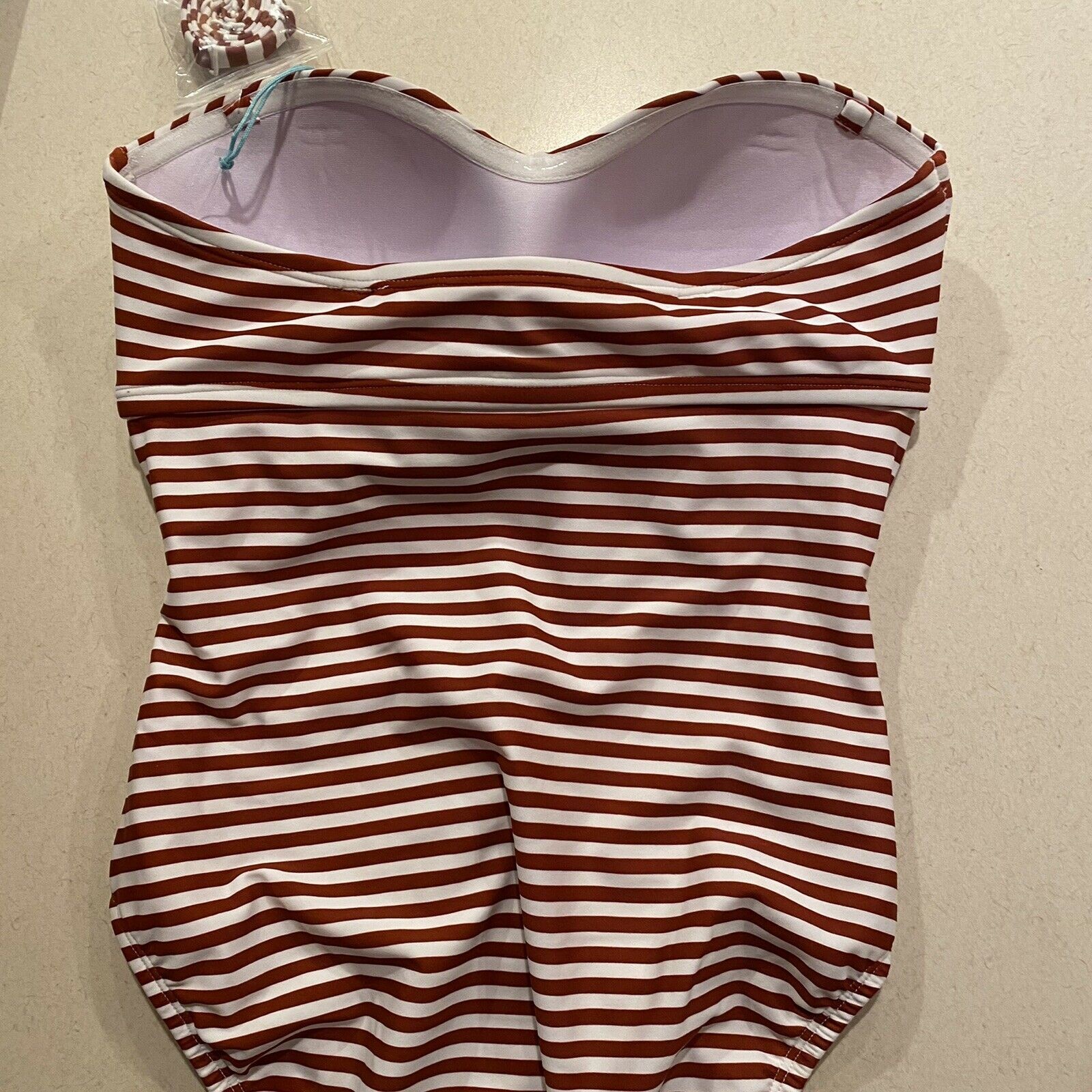 Swimsuit KONA SOL Red Stripe One Piece Strapless Swimsuit M 8-10 with Strap