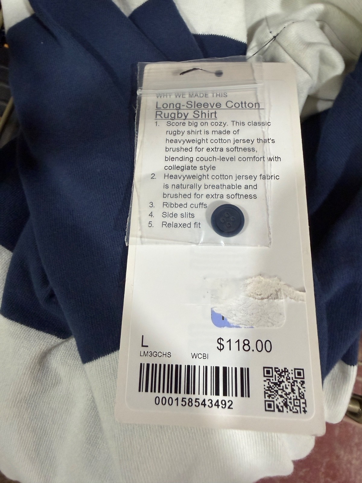 Lululemon Long Sleeve Rugby Polo Shirt Cotton Blue White Striped WCBI Men’s L