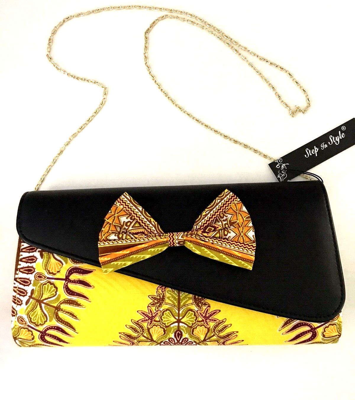 Yellow Black Multi Color Bow Purse Shoulder Bag Step In Style NEW
