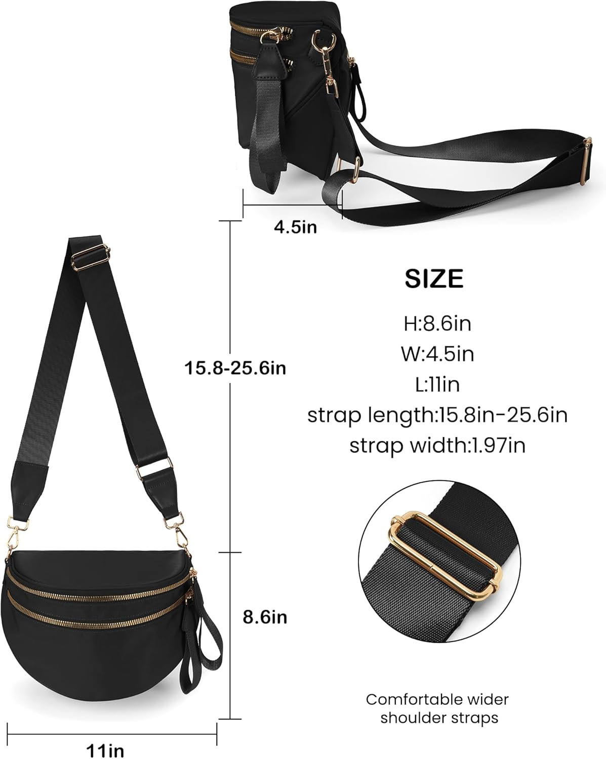 Spacious Nylon Crossbody Bag Bum Bag Handbags Wallets Purses Trendy Shoulder Bag