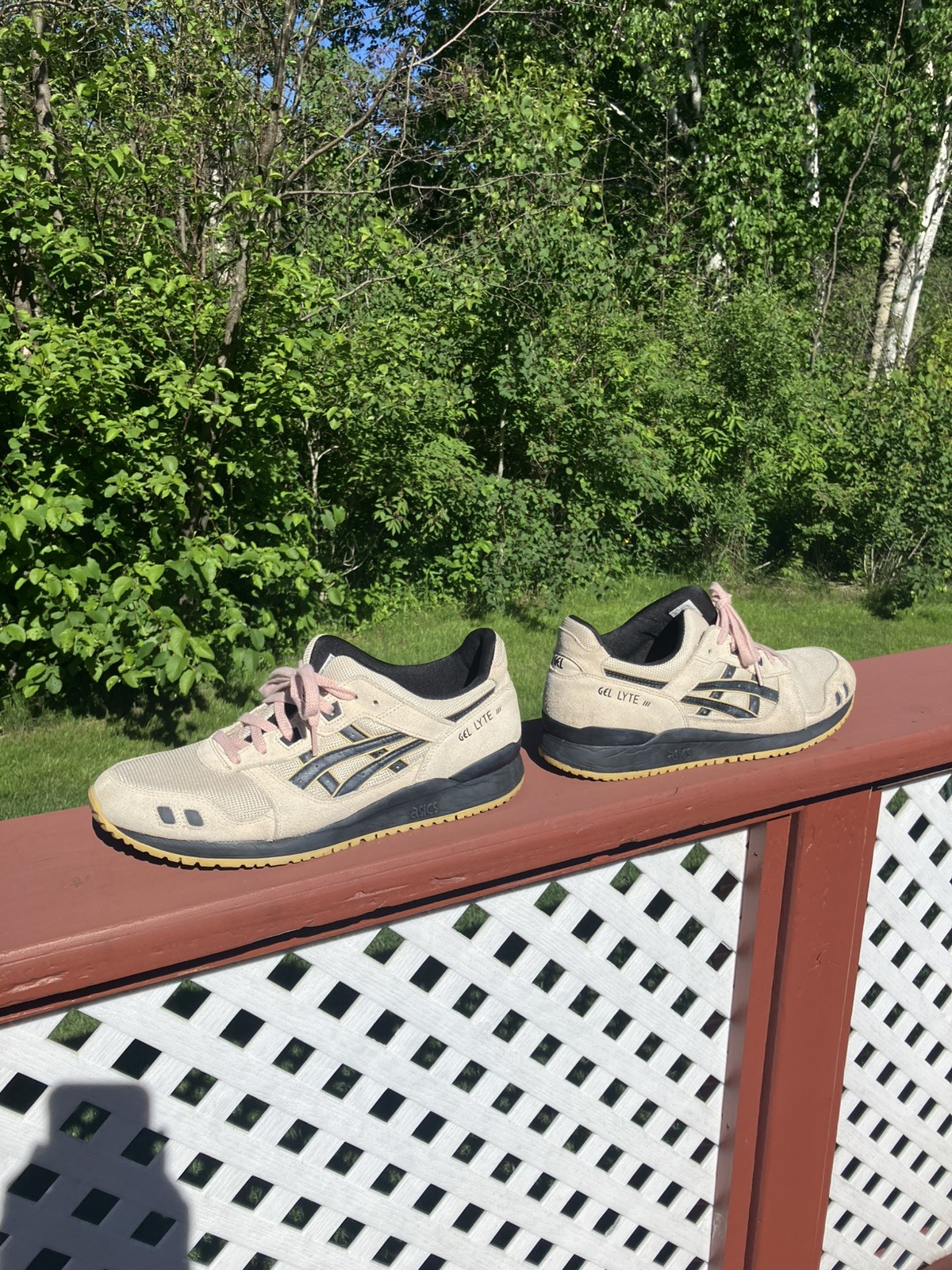 Asics Gel Lyte III Shoes Size 11 Cream Pink Black