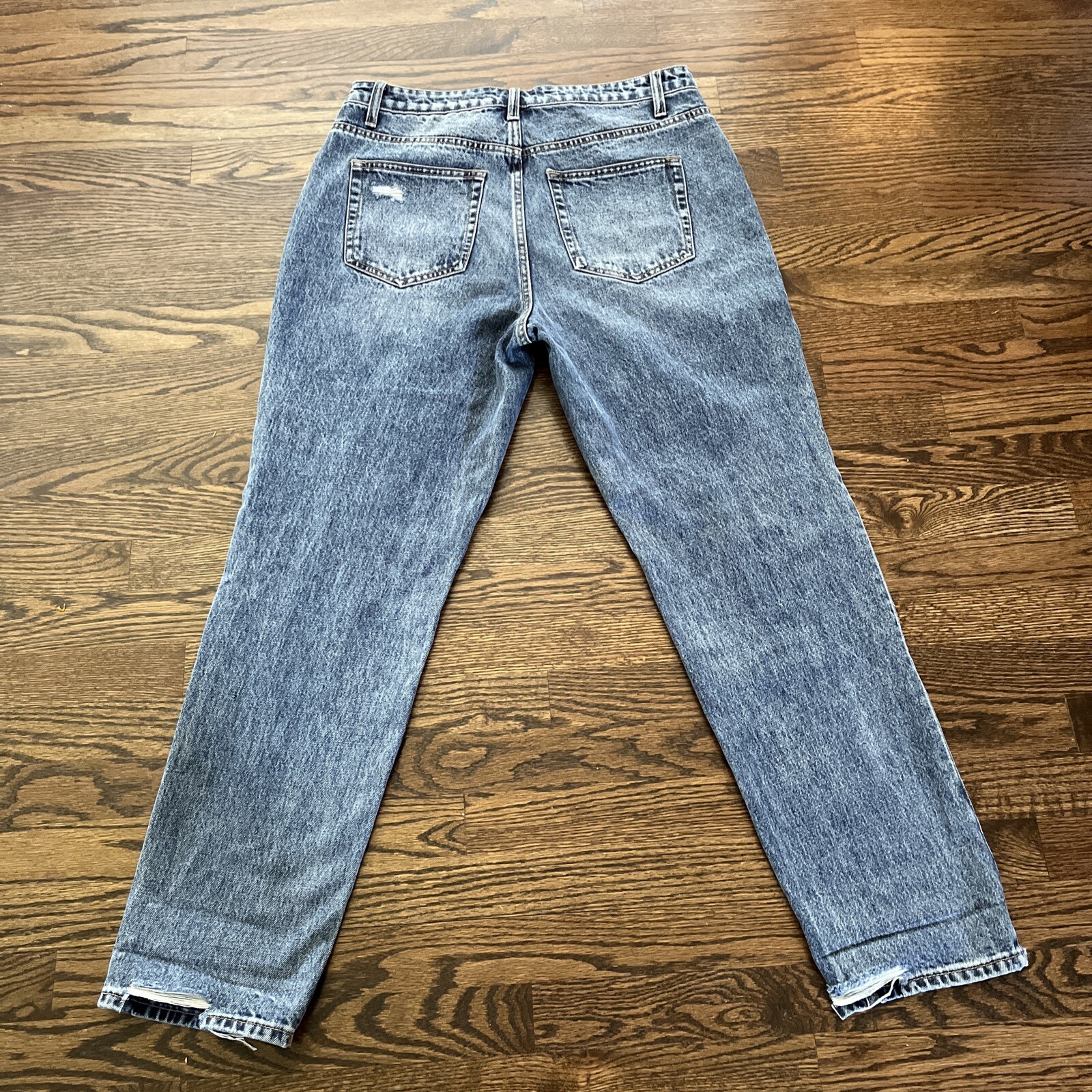 Bridge by Gly Denim Blue Jeans Distressed High Rise Mom Fit 33 X 30