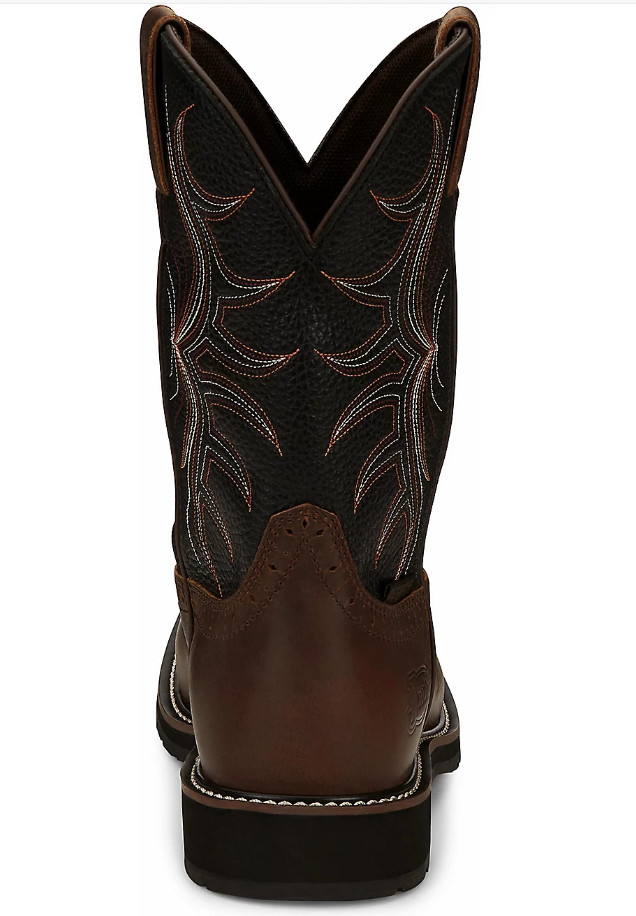 NIB MEN JUSTIN MJ1012 WAXY BROWN WATER BUFFALO SQUARE TOE LEATHER WORK WP BOOT