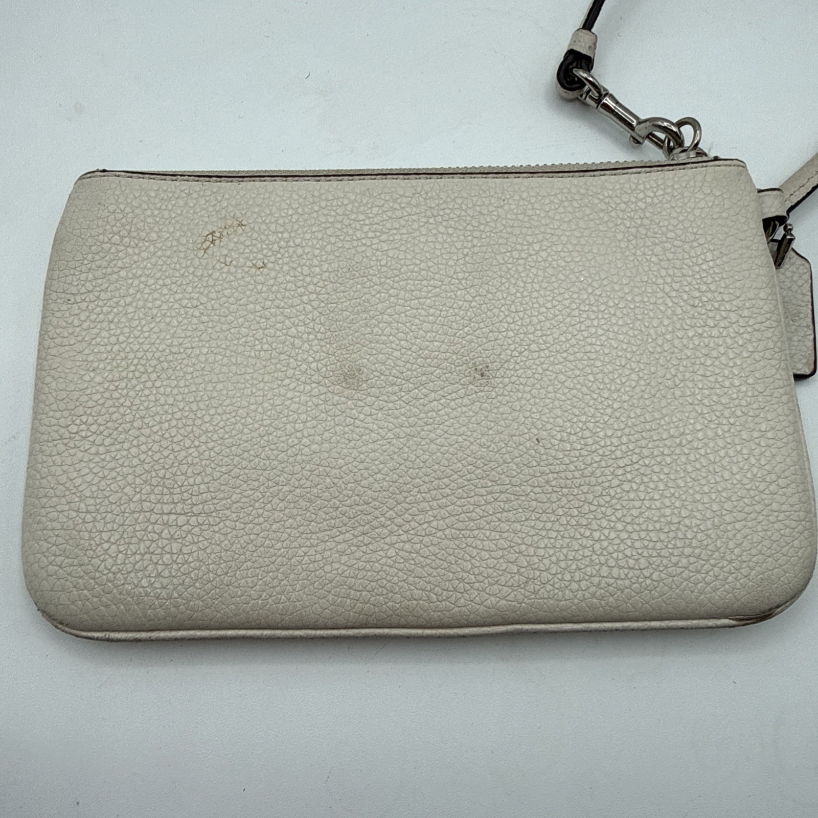 Coach Nolita Wristlet In White Pebbled Leather W/ Silver Stud Accents NY Logo