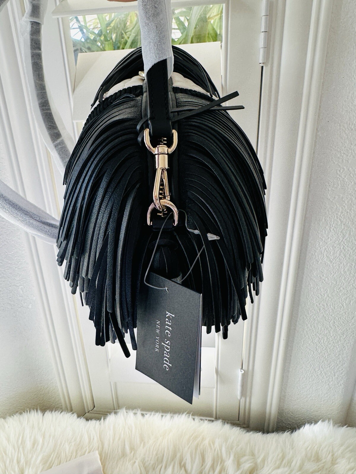 NWT AUTH $598 Kate Spade New York Shaggy Fringed 3d Dog Crossbody Bag In Multi