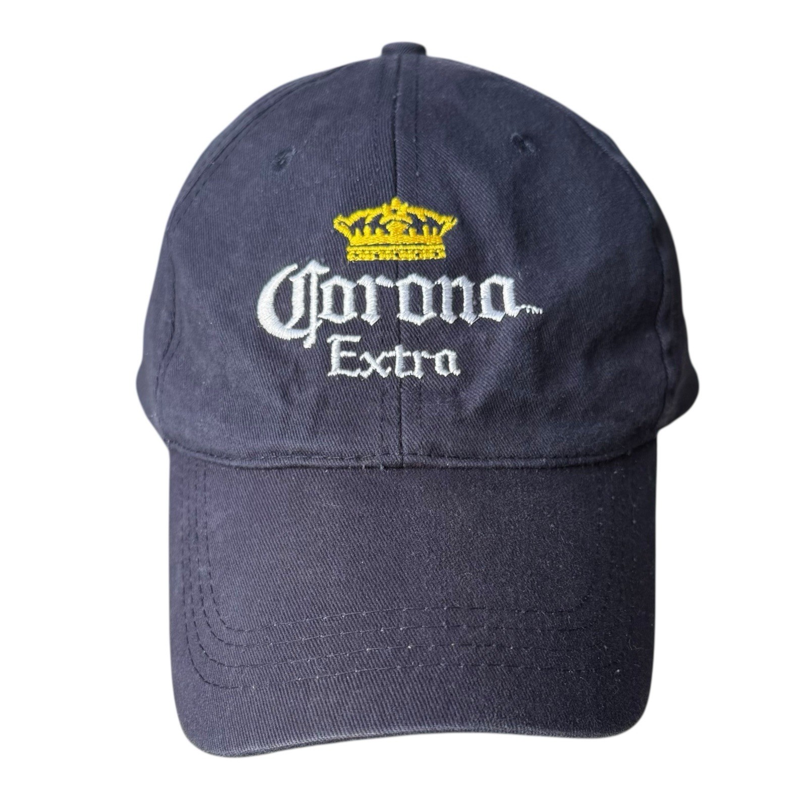 Corona Extra Beer Embroidered Logo Navy Blue Yellow Cap Hat Adjustable