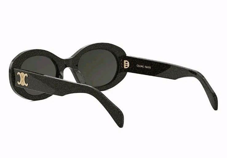 CELINE Triomphe Sunglasses Logo Detail Gold/Black Classic Glitter-Authentic