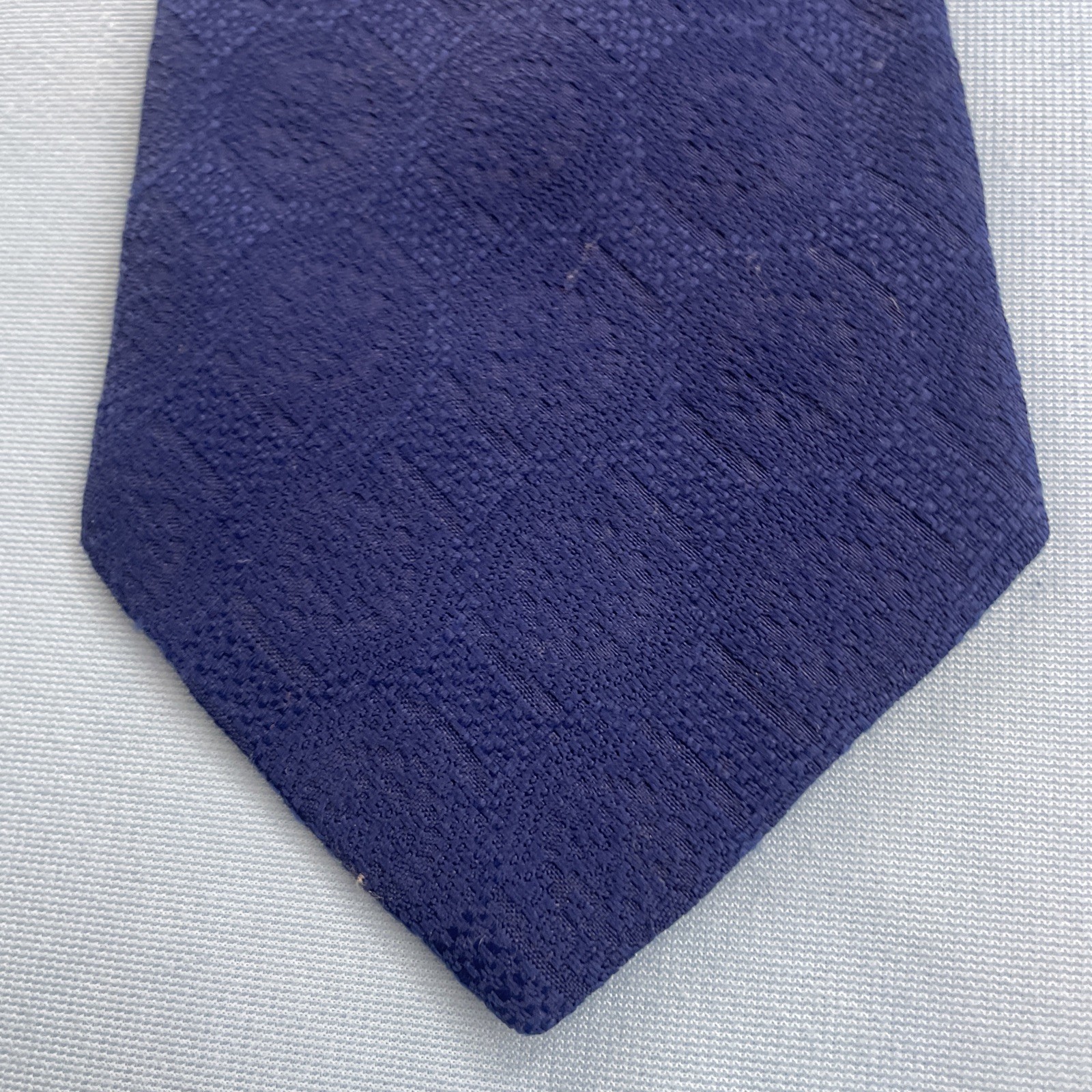 Necktie Vtg Royal Renoir Trevira Wide Kipper Tie Woven Solid Blue Plaid 4.2×58″