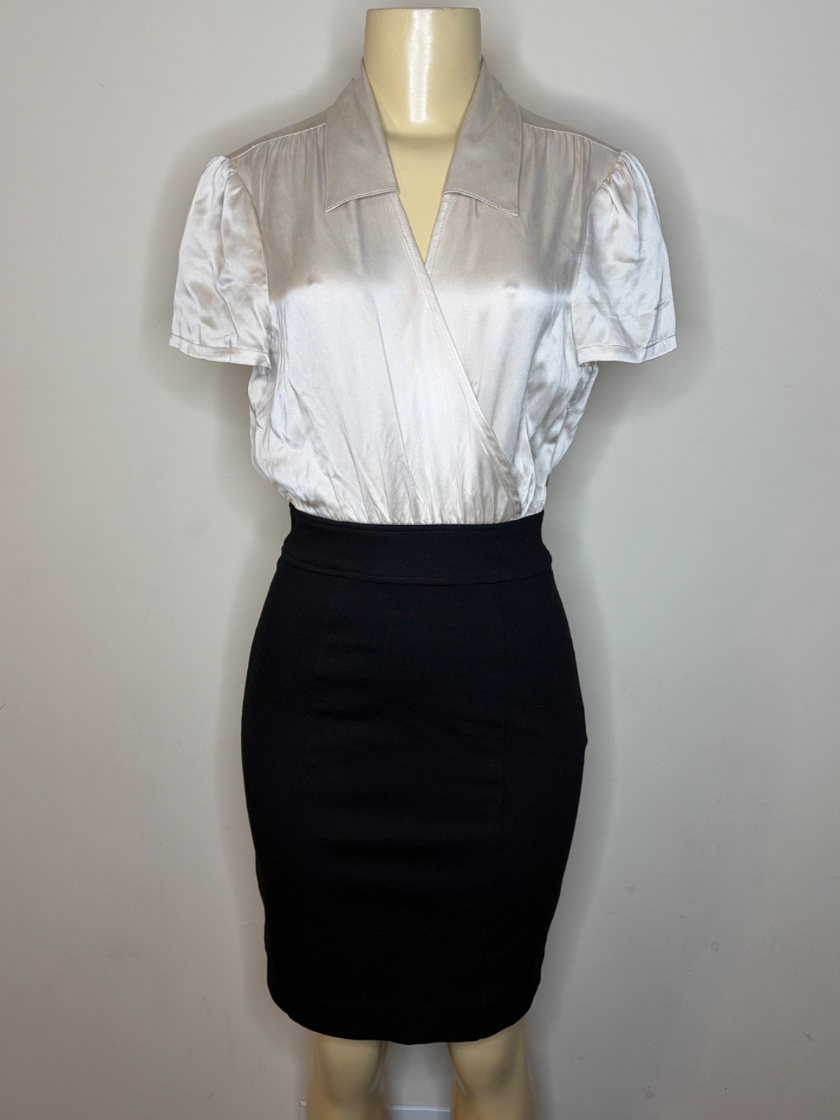 THREE DOTS WOMEN SILK AND PONTE DRESS SIZE S