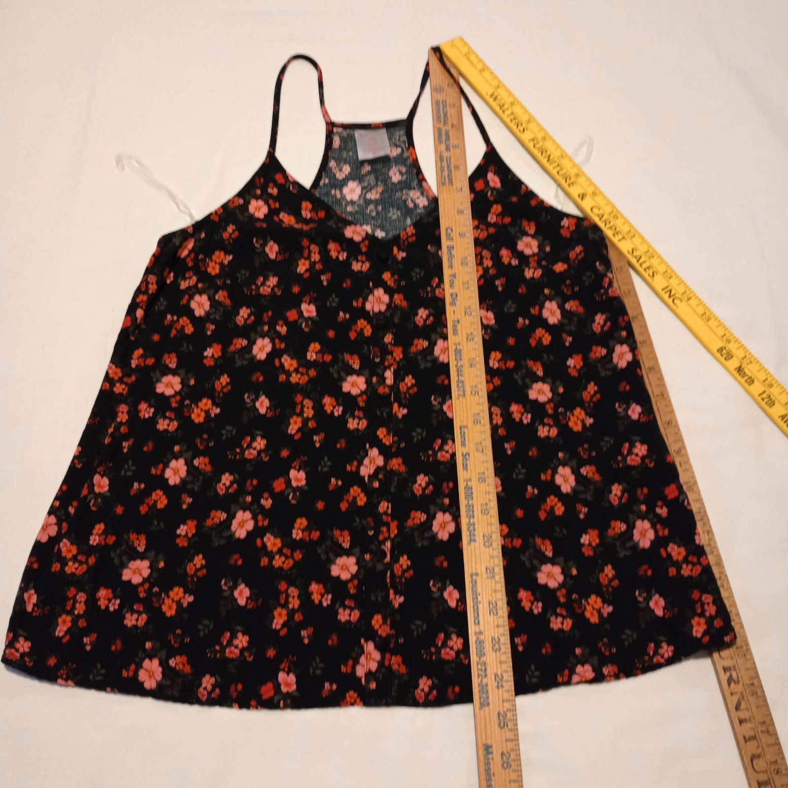 No Boundaries Juniors Size M 7-9 Rayon Tank Top Black Pink Floral Racer Back LNC