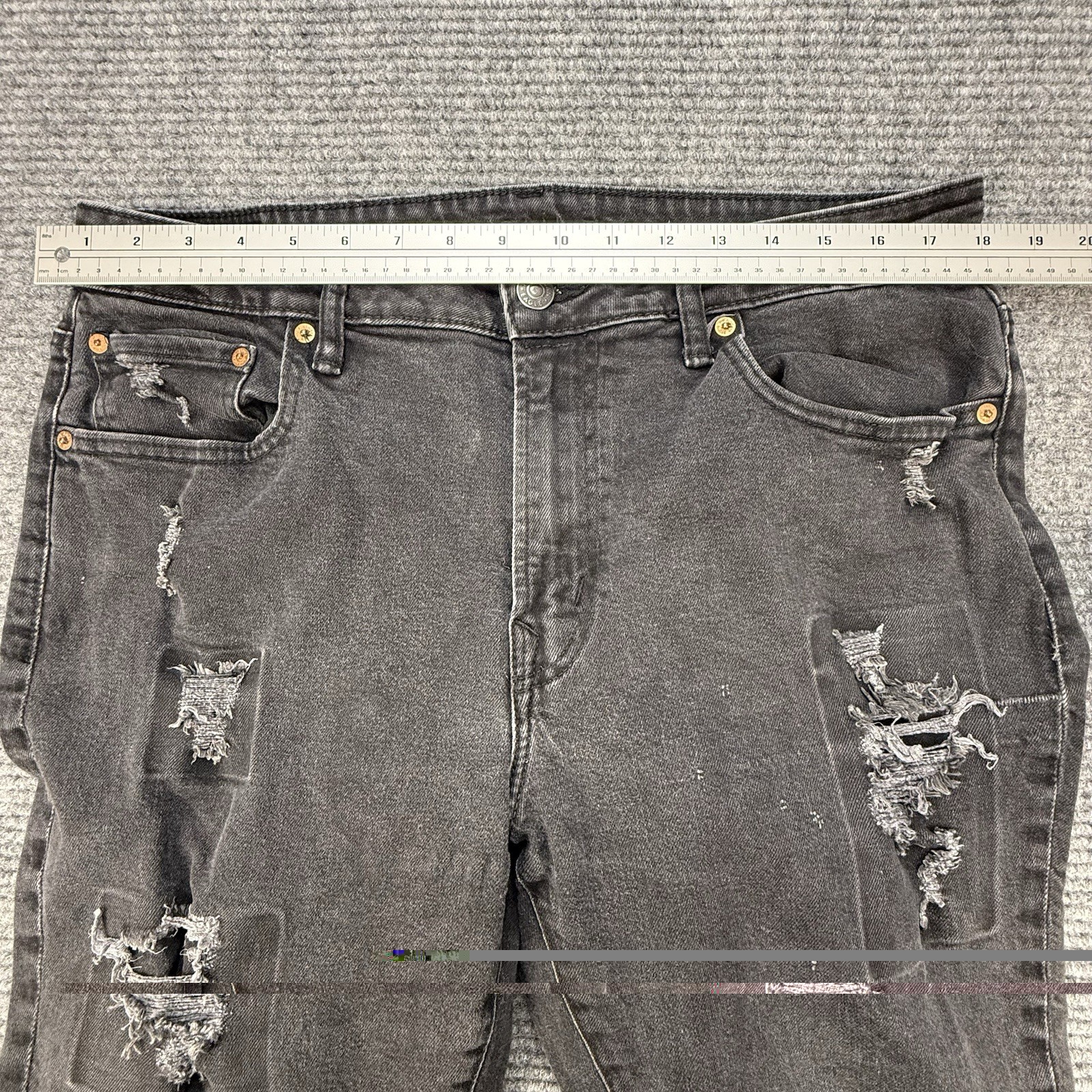 American Eagle AirFlex+ Athletic Skinny Jeans Men 36×32 Black Distressed Stretch