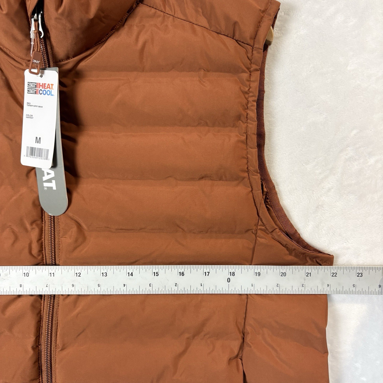 NEW! 32 Degrees Mens Packable Puffer Vest Sz M Burnt Orange Outdoors Hike Camp