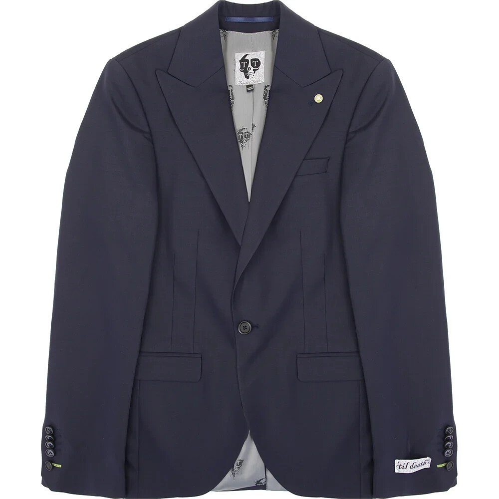 twisted tailor mens buscot suit jacket navy collared lapel pockets size 44l