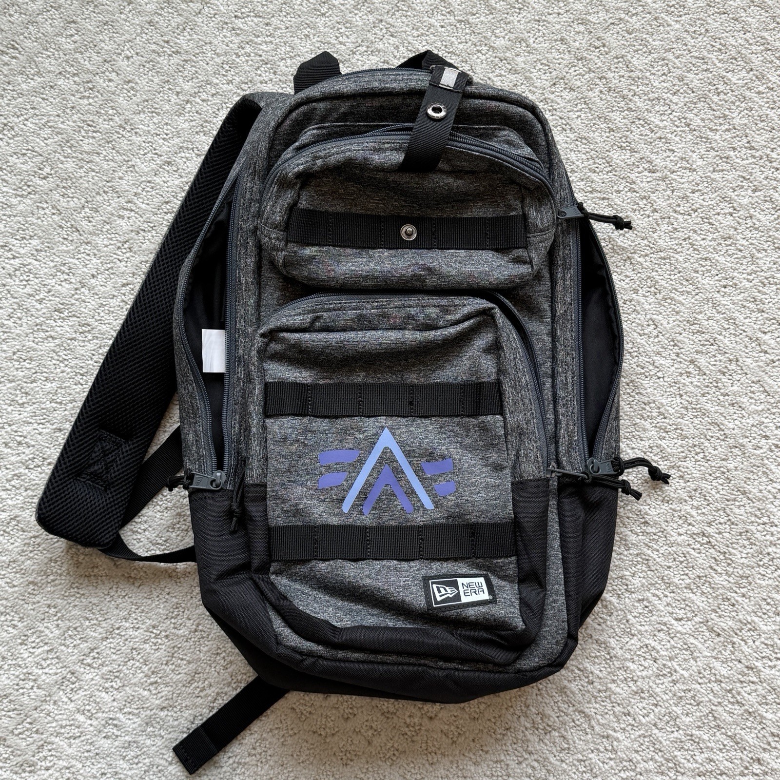 New Era Congaree Gray/Black Zip Backpack Padded Adjustable Straps Inner Pockets