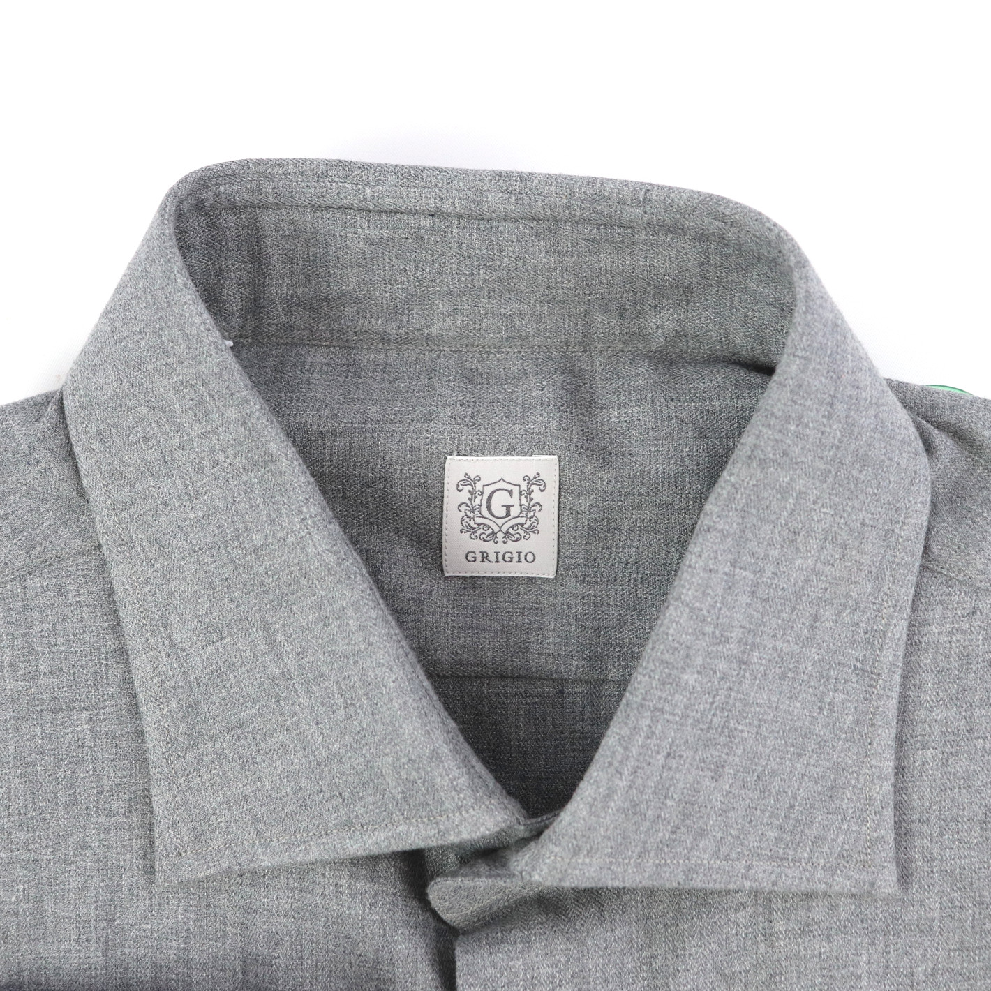 NWT GRIGIO Ash Gray Tic Weave 100% Cotton Spread Collar Dress Shirt 44 17 1/2