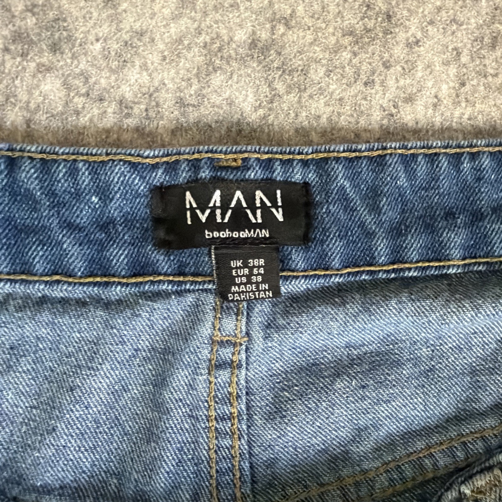 Man BoohooMan Jeans Men38 x 31 Blue Denim Distressed Doves Regular Fit