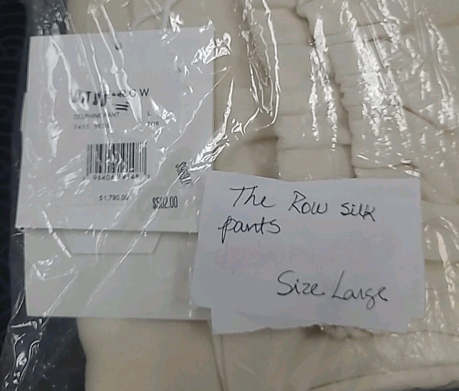 New The Row Delphine Silk Blend Wide Leg Pants Beige Size Large