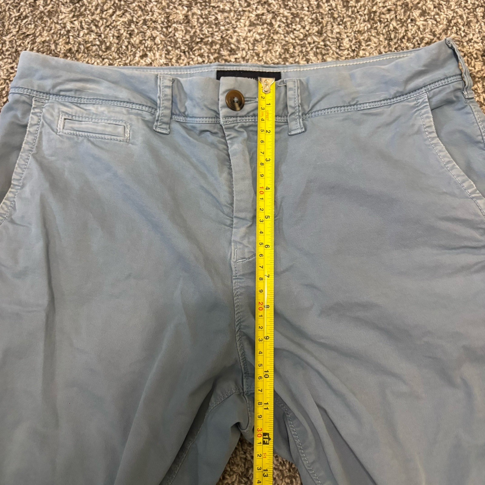 American Eagle Next Level Flex Mens Slim Classic Chino Shorts Light Blue Size 30