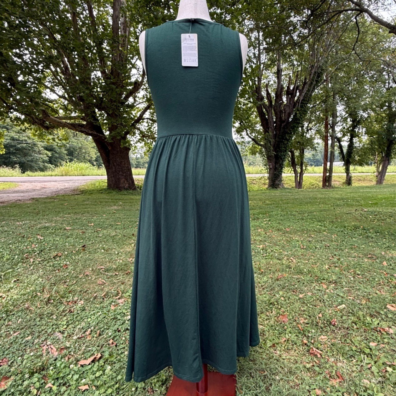 BTFBM Womens Forest Green Sleeveless Ruched Waist Maxi Dress 7860 8503 Medium