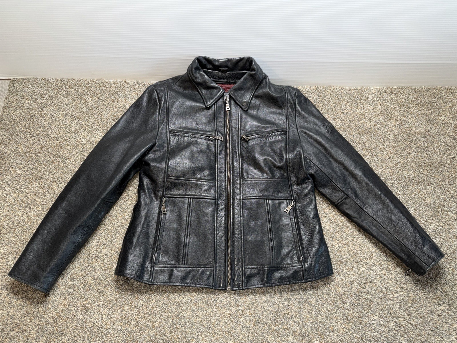 Flying Bikes Oakwood Leather Jacket Size L Black NY Chapter 3M Thinsulate
