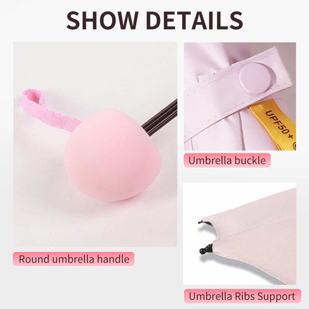 Mini Travel Umbrella UV Protection UPF 50+ Compact Pocket Sun Rain,6.7in,w/Case
