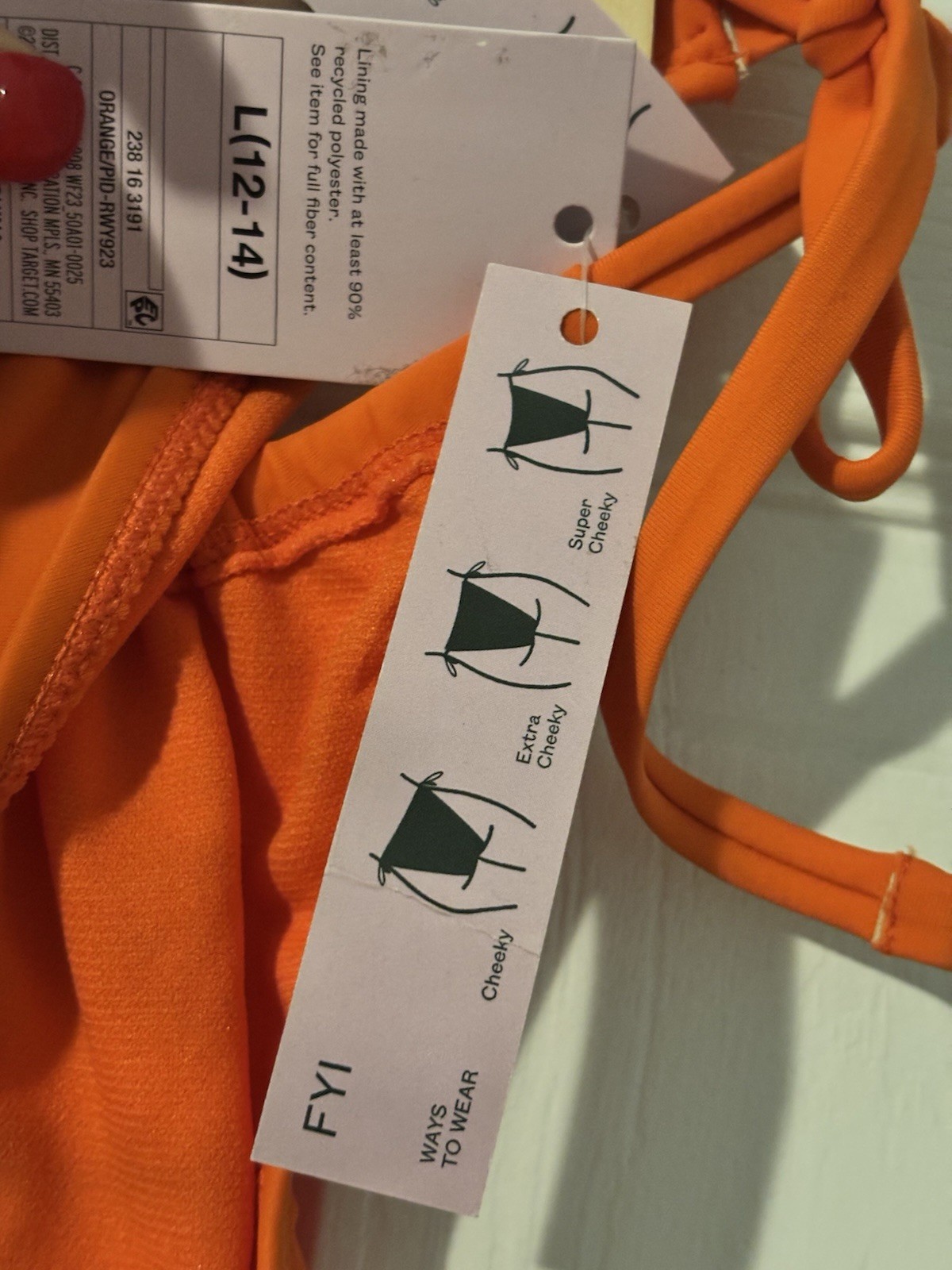Wild Fable Orange Solid Adjustable Bikini Bottom Size L (12-14)