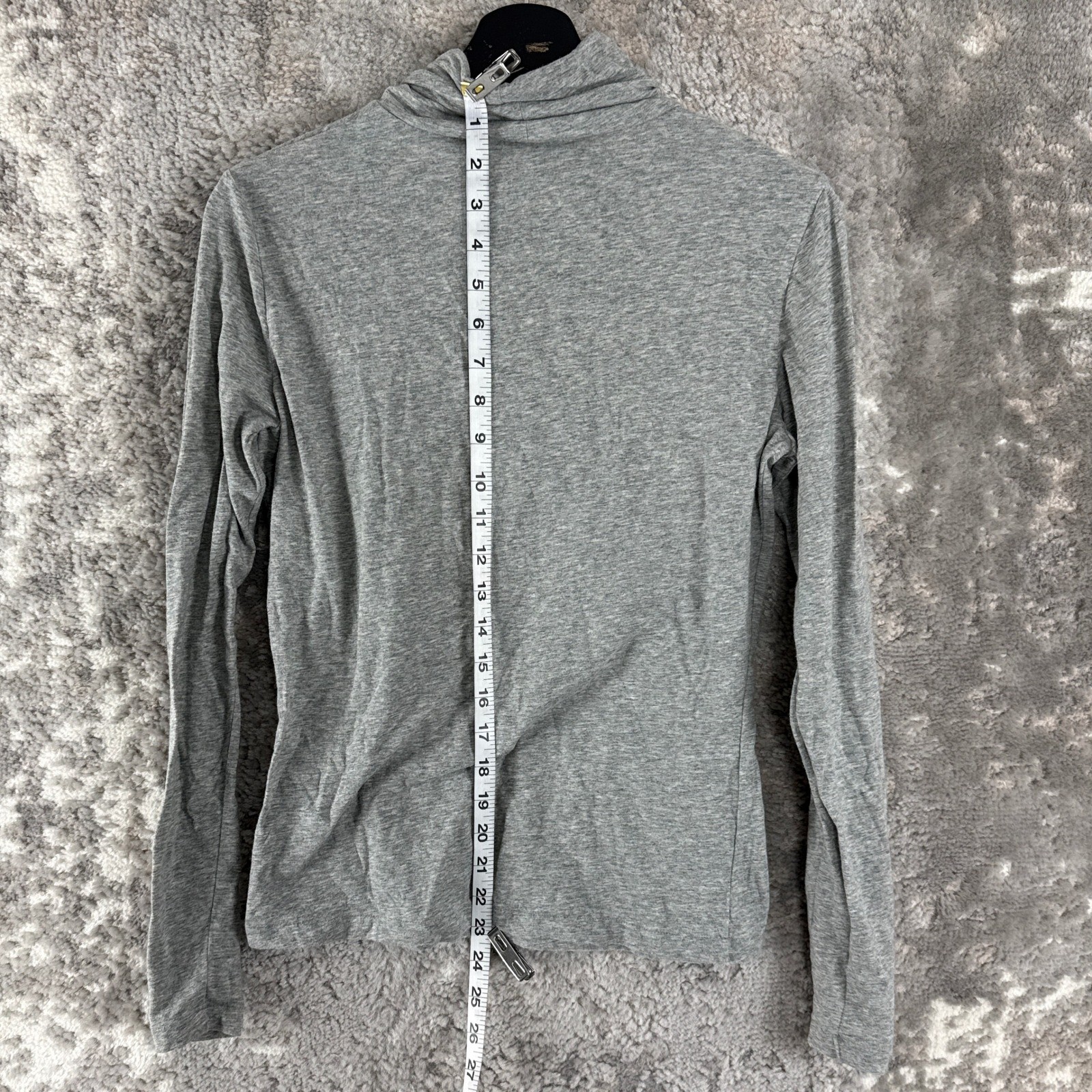 Lafayette 148 New York Sz S Cotton Spandex Mock Neck Top Gray Long Sleeve Women