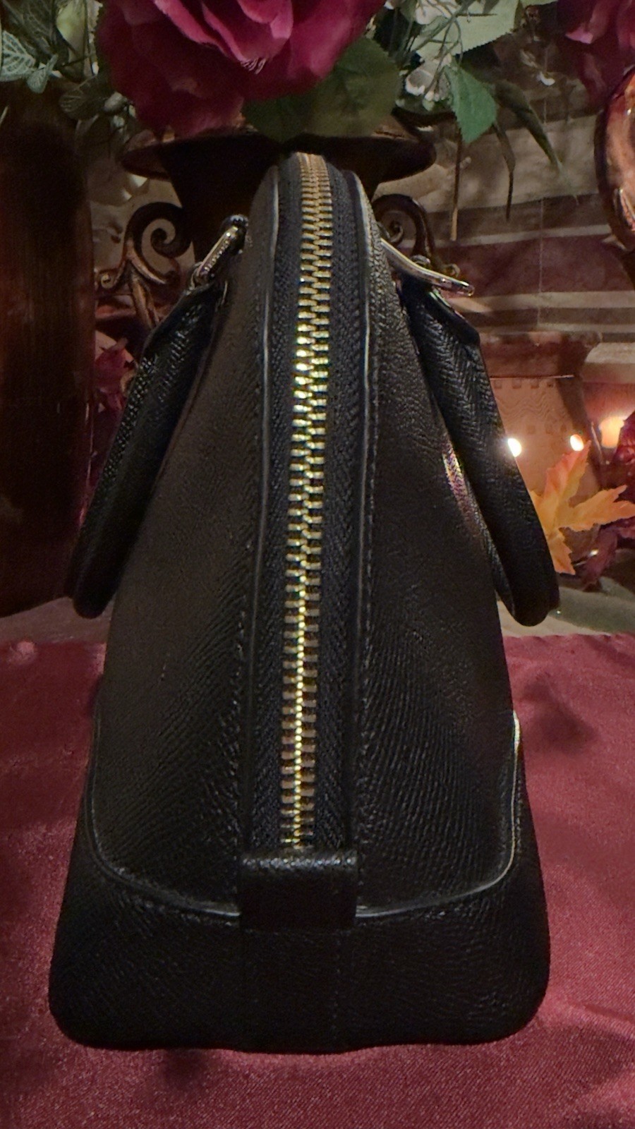 Small Coach Black Crossgrain Leather SIERRA Satchel Hand Bag Tote