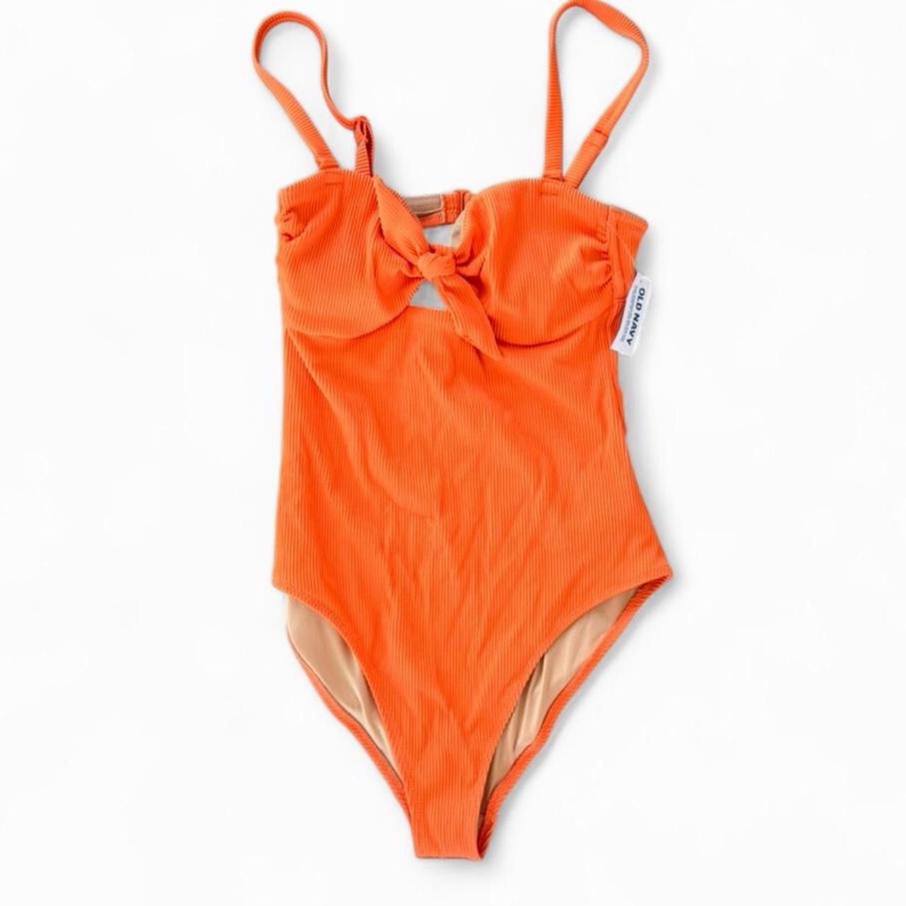 NWT Old Navy Women’s One-Piece Swimsuit Ribbed Cut-Out Orange Size XS