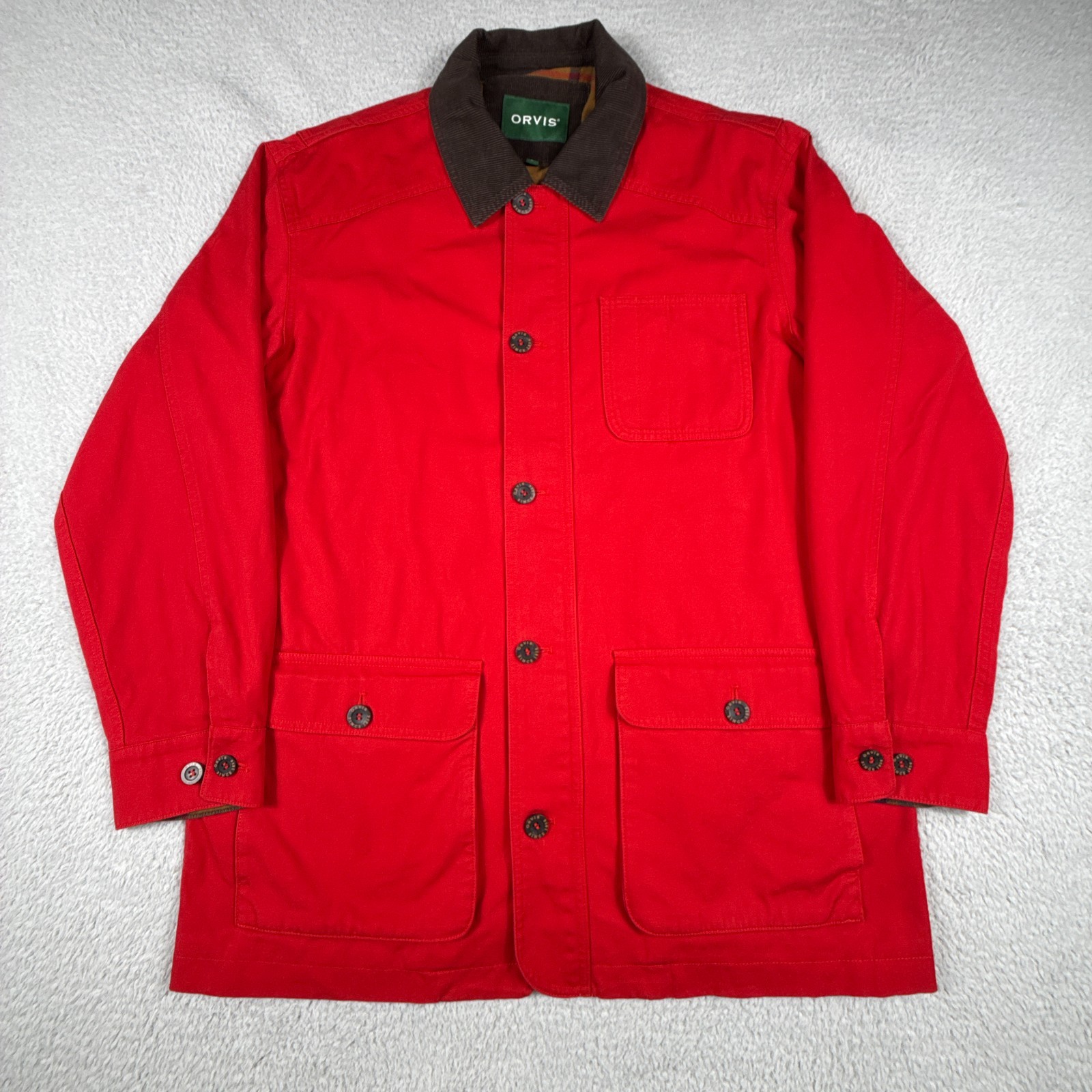 Orives Jacket Mens Large Field Work Chore Utility Flannel Lined Corduroy Collar