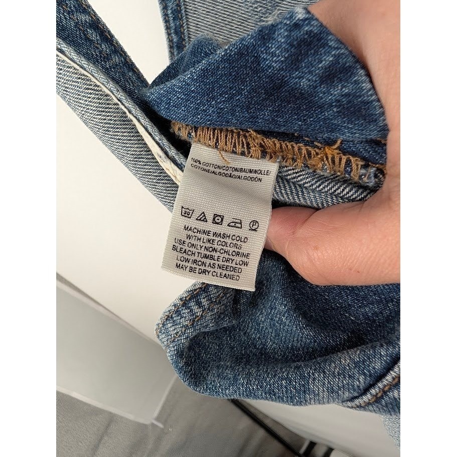 Free People We the Free Denim Overalls light blue distressed Women’s sz 27