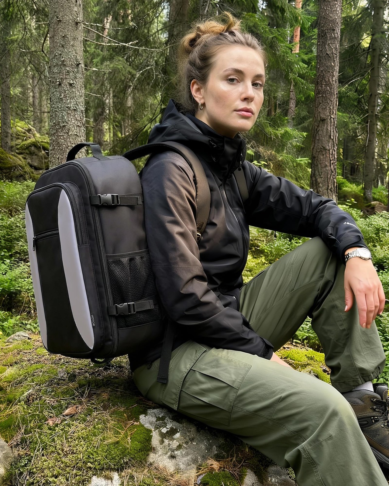 Black TSAFriendly CarryOn Travel Backpack 16.9×11.4×7.9 Inch Waterproof