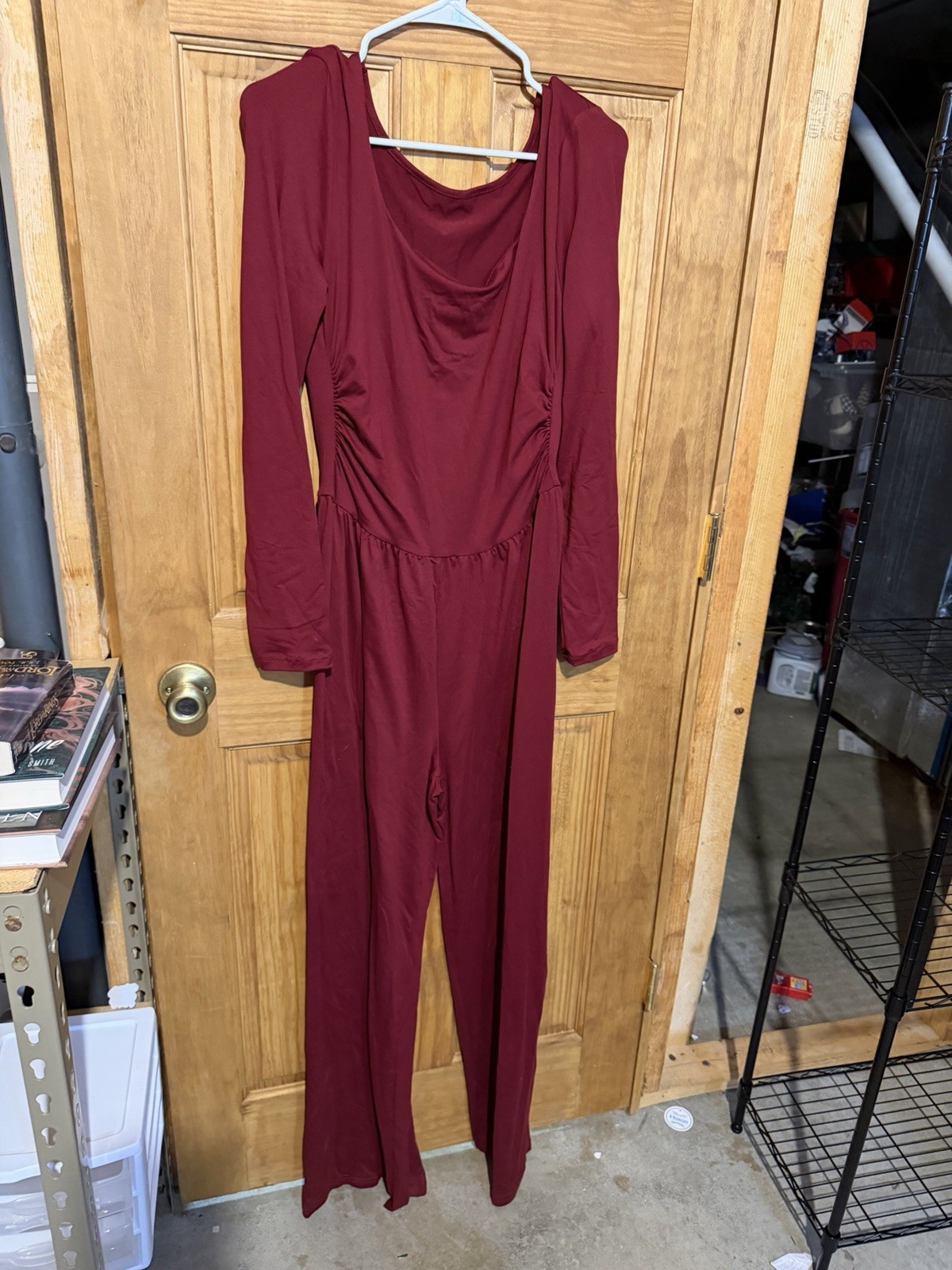 Ladies Size L Burgandy Long Sleeve Jumpsuit